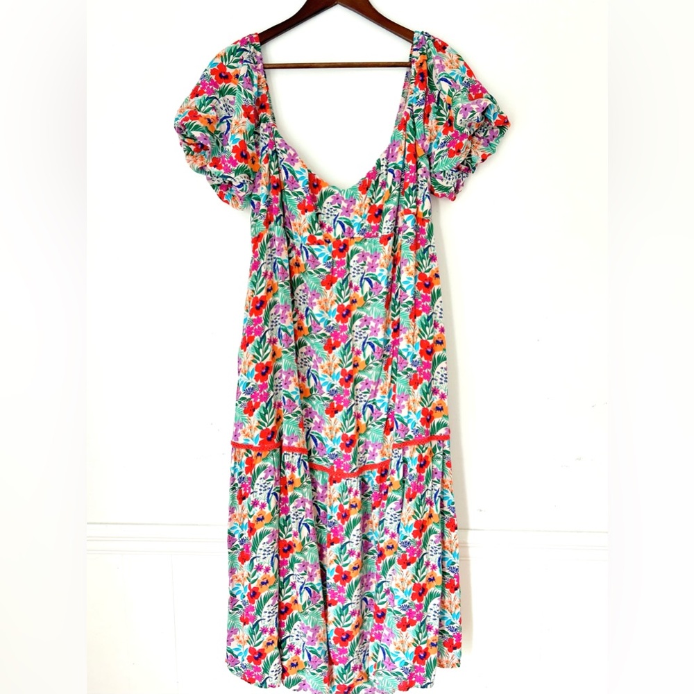 Lost + Wander XL Multicolor Puff Sleeve Maxi Dress - Boho Cottagecore Festival